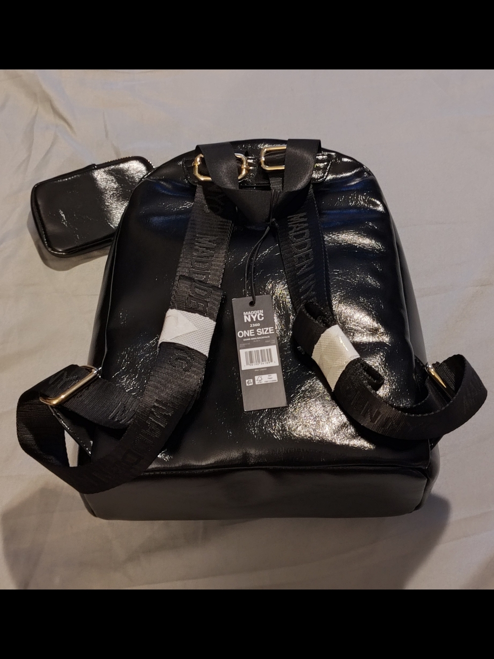 NWT! Black Embossed Patent Mini Backpack - Picture 5 of 13